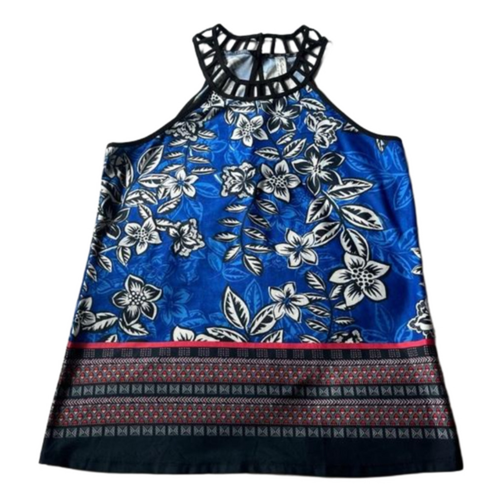 PerSeption Concept Floral Crocheted Neck Halter Top Women’s Size Small
